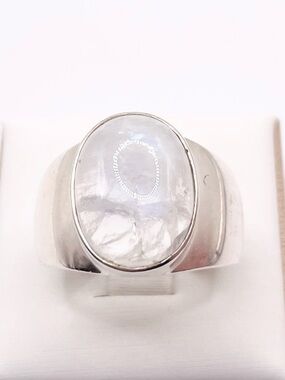 Size 11 Sterling Silver Moonstone Statement Ring